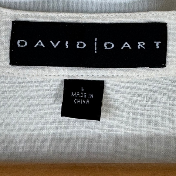 David Dart Ivory 100% Linen Asymmetrical Button 3/4 Sleeve Tunic Sz L - Picture 5 of 6